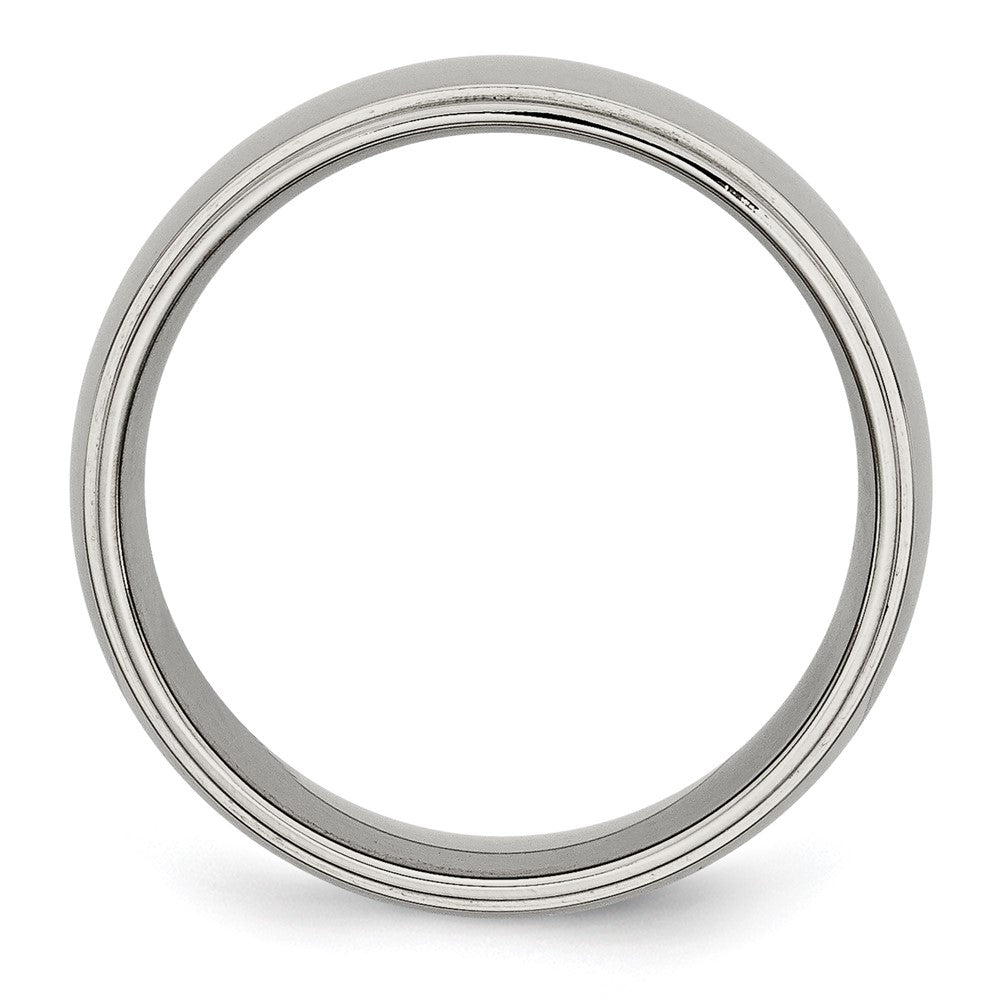 Chisel Titanium Ridged Edge 8mm Polished Wedding Band