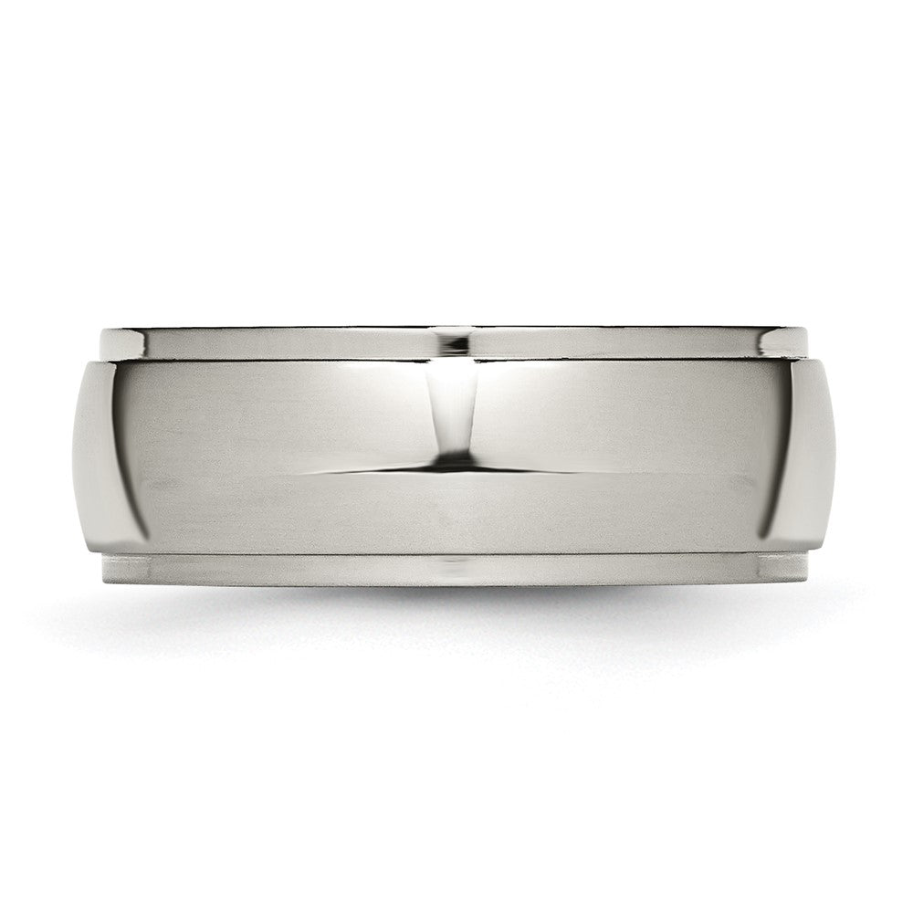 Chisel Titanium Ridged Edge 8mm Polished Wedding Band
