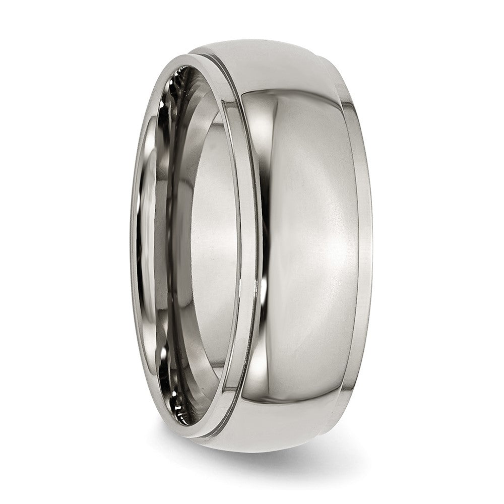 Chisel Titanium Ridged Edge 8mm Polished Wedding Band