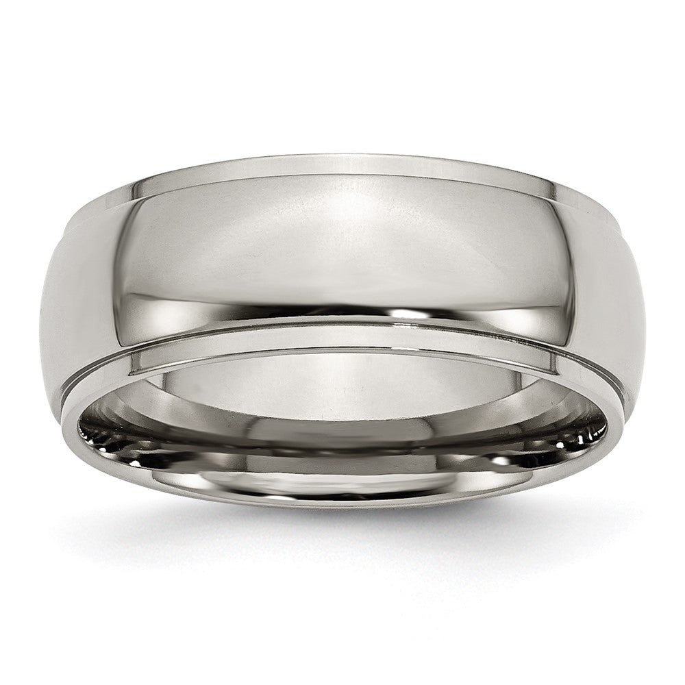 Chisel Titanium Ridged Edge 8mm Polished Wedding Band