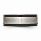 Chisel Titanium Beveled Edge 8mm Black Ip-plated Satin And Polished Wedding Band