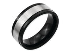 Chisel Titanium Beveled Edge 8mm Black Ip-plated Satin And Polished Wedding Band