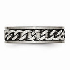Chisel Titanium 7mm Chain Inlay Brushed Wedding Band