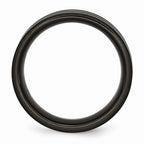 Chisel Titanium 8mm Black Ip-plated With Carbon Fiber Inlay Polished Wedding Band