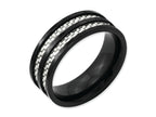 Chisel Titanium 8mm Black Ip-plated With Carbon Fiber Inlay Polished Wedding Band
