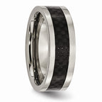 Chisel Titanium 8mm Polished With Black Carbon Fiber Inlay Wedding Band