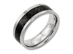 Chisel Titanium 8mm Polished With Black Carbon Fiber Inlay Wedding Band