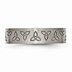 Chisel Titanium Flat Engraved Trinity Symbol Brushed 6mm Wedding Band