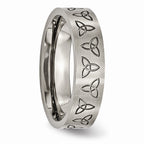 Chisel Titanium Flat Engraved Trinity Symbol Brushed 6mm Wedding Band