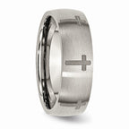 Chisel Titanium 8mm Laser Design Brushed Wedding Band