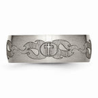 Chisel Titanium 8mm Laser Design Brushed Wedding Band