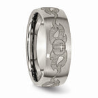Chisel Titanium 8mm Laser Design Brushed Wedding Band