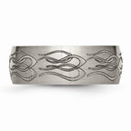 Chisel Titanium 8mm Laser Design Brushed Wedding Band