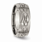 Chisel Titanium 8mm Laser Design Brushed Wedding Band