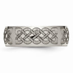 Chisel Titanium 8mm Laser Design Polished Wedding Band