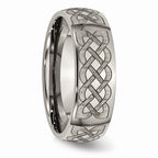 Chisel Titanium 8mm Laser Design Polished Wedding Band