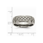 Chisel Titanium 8mm Laser Design Polished Wedding Band