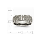 Chisel Titanium 8mm Laser Design Polished Wedding Band