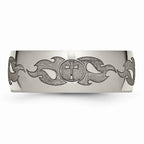 Chisel Titanium 8mm Laser Design Polished Wedding Band