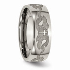 Chisel Titanium 8mm Laser Design Polished Wedding Band