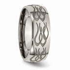 Chisel Titanium 8mm Laser Design Polished Wedding Band