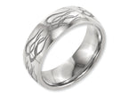 Chisel Titanium 8mm Laser Design Polished Wedding Band