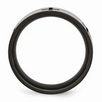 Chisel Titanium 7mm Cross Black Ip-plated Brushed and Polished Wedding Band
