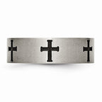 Chisel Titanium 7mm Cross Black Ip-plated Brushed and Polished Wedding Band