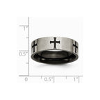 Chisel Titanium 7mm Cross Black Ip-plated Brushed and Polished Wedding Band