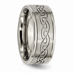 Chisel Titanium 9mm Scroll Design Brushed And Polished Wedding Band
