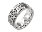 Chisel Titanium 9mm Scroll Design Brushed And Polished Wedding Band