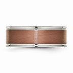 Chisel Titanium Grooved Edge 8mm Brown Ip-plated Brushed/polished Wedding Band