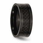 Chisel Titanium 9mm Black Ip-plated W/carbon Fiber Inlay Polished Wedding Band