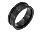 Chisel Titanium 9mm Black Ip-plated W/carbon Fiber Inlay Polished Wedding Band