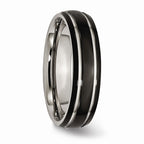 Chisel Titanium Grooved 6mm Black Ip-plated Polished Wedding Band