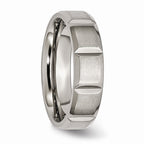Chisel Titanium 6mm Grooved Satin And Polished Wedding Band