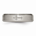 Chisel Titanium Cross Design 6mm Satin Beveled Edge Wedding Band