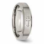 Chisel Titanium Cross Design 6mm Satin Beveled Edge Wedding Band