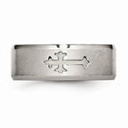 Chisel Titanium Cross Design 8mm Satin Beveled Edge Wedding Band