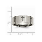 Chisel Titanium Flat 8mm Laser Design Brushed Wedding Band