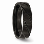 Chisel Titanium Swirl Design Black Ip-plated 6mm Brushed/polished Wedding Band