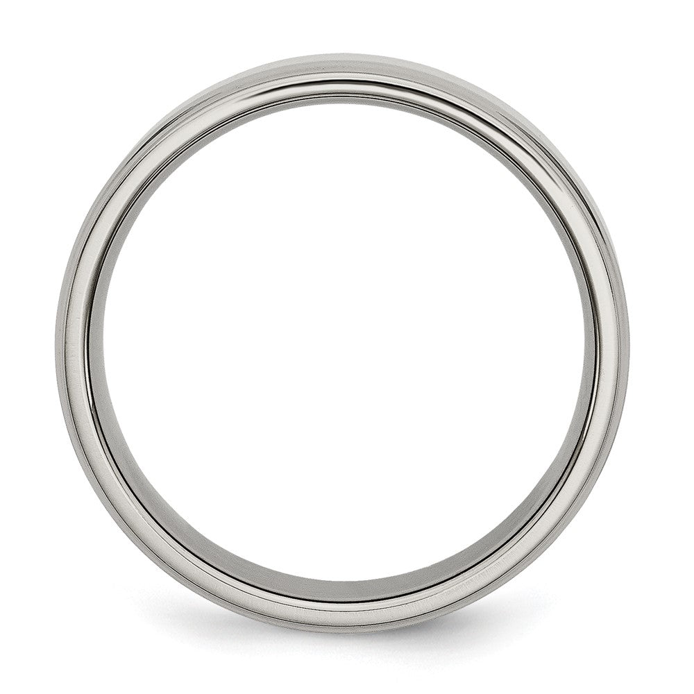 Chisel Titanium Ridged Edge 7mm Polished Wedding Band