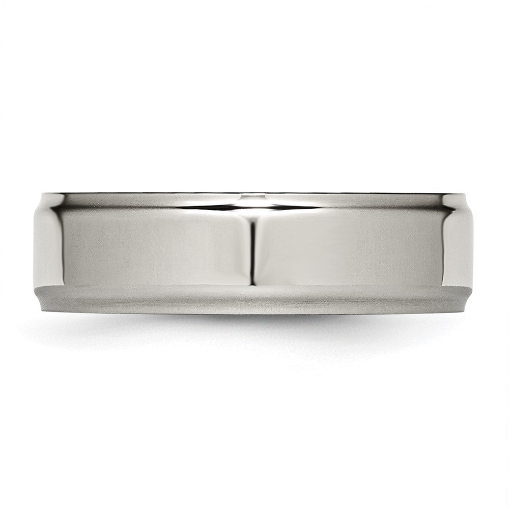 Chisel Titanium Ridged Edge 7mm Polished Wedding Band