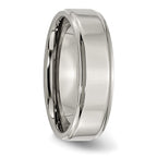 Chisel Titanium Ridged Edge 7mm Polished Wedding Band