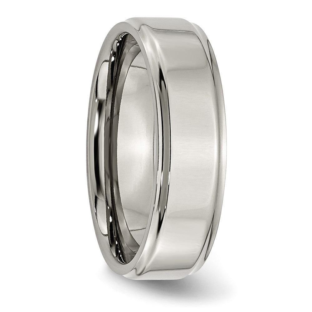 Chisel Titanium Ridged Edge 7mm Polished Wedding Band