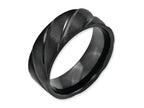 Chisel Titanium Swirl Design Black Ip-plated 8mm Brushed/polished Wedding Band