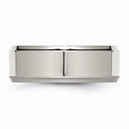 Chisel Titanium Ridged Edge 8mm Polished Wedding Band