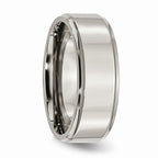 Chisel Titanium Ridged Edge 8mm Polished Wedding Band