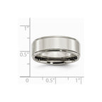 Chisel Titanium Ridged Edge 8mm Polished Wedding Band