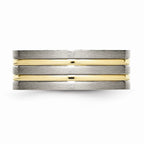 Chisel Titanium Grooved Yellow Ip-plated 8mm Brushed and Polished Wedding Band